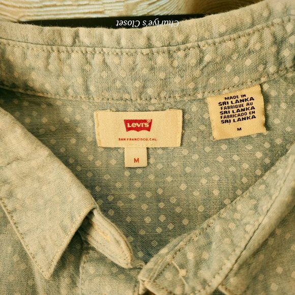 Levi's Vintage Womens 90s Sleeveless Polka‎ Dot Cotton Button-Down Shirt M - Picture 11 of 12